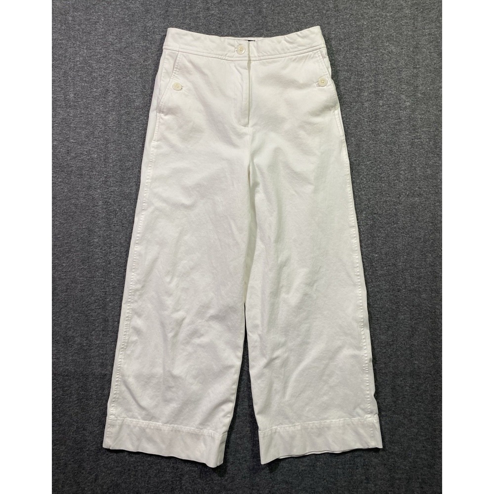 J Crew 365 white cropped wide-leg womens dress/casual pant cotton viscose Size 2